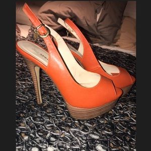 Brand New Orange Platform Heels